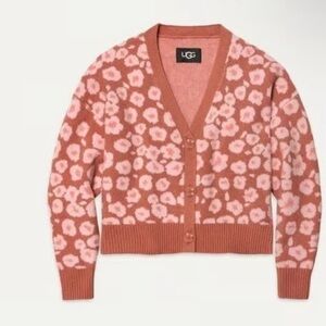 UGG Women's Brown and Pink Floral Cardigan
